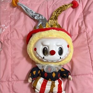 Clown Jester Inspired Labubu Plush Doll in Yellow, Red, Gold & Silver